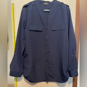 Elementz Dark Blue Casual Sheer Button Down Shirt